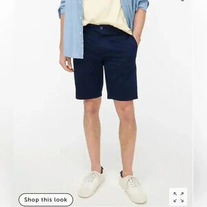 J Crew Factory Mens 11" flex chino short in Navy 30 NWT
